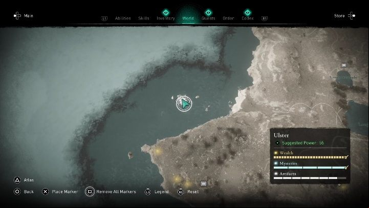 Location of the cursed place: Western part of the region, on a large rock - AC Valhalla Wrath of the Druids: Cursed Symbol - Ulster, secrets, locations - Ulster - Assassins Creed Valhalla Guide and Walkthrough