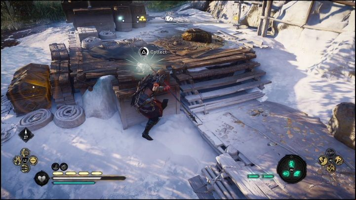 There are some enemies in the area - start by eliminating them so they won't interrupt the search for the collectible - AC Valhalla Dawn of Ragnarok: Uncut Gemstones (Vangrinn) - list of all - Vangrinn - Assassins Creed Valhalla Guide and Walkthrough