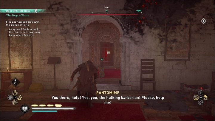 There is a mime in the bell tower who has seen the bishop - AC Valhalla Siege of Paris: The Siege of Paris - Main missions - Assassins Creed Valhalla Guide and Walkthrough