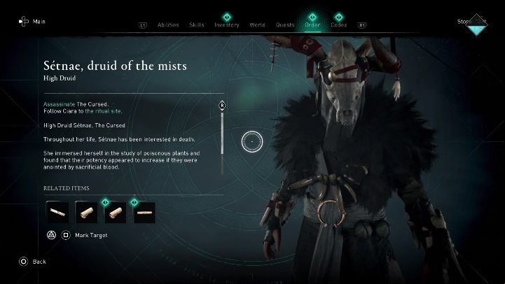 Clue #1: Received automatically when The Cursed is killed - AC Valhalla Wrath of the Druids: Children of Danu - all clues, all , list - Basics - Assassins Creed Valhalla Guide and Walkthrough