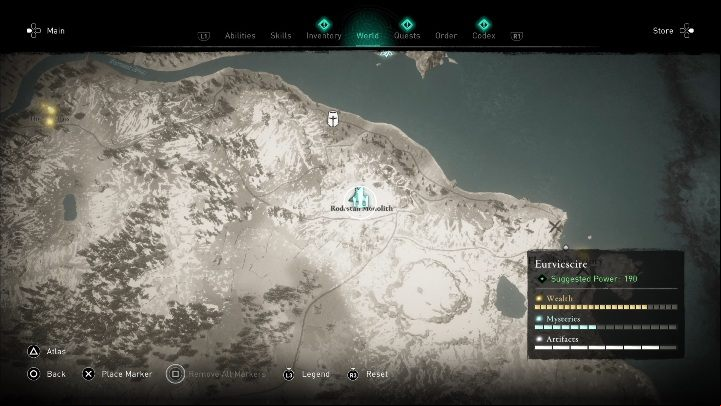 You will find Standing Stones in the southeastern part of the location, by the water - Assassins Creed Valhalla: Standing Stones - Eurvicscire, Secrets, Locations - Eurvicscire - Assassins Creed Valhalla Guide and Walkthrough