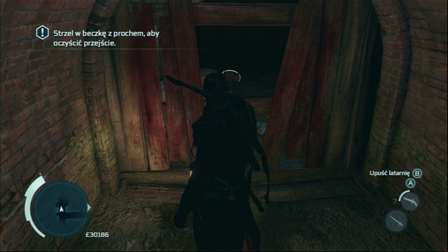 To clear the age, shoot the gunpowder barrel on the other side of the barricade - Boston Underground in Assassins Creed III Remastered - Underground - Assassins Creed III Game Guide & Walkthrough