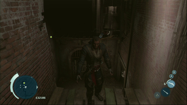 To get past this obstacle, jump right from the left wall and blow up the barrel on the other side of the room - New York Underground in Assassins Creed III Remastered - Underground - Assassins Creed III Game Guide & Walkthrough