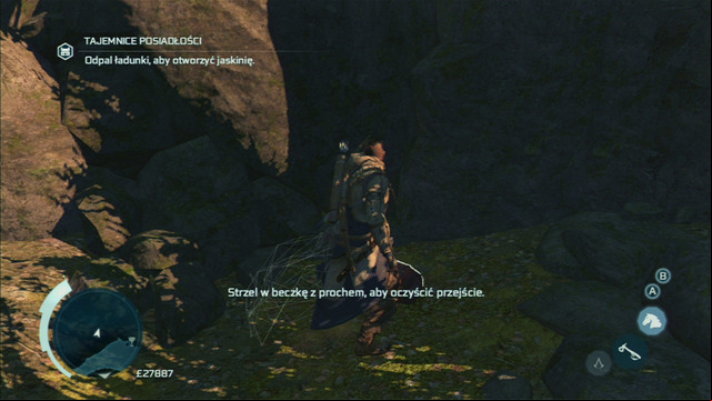 The man will plant explosives by the cave and you will have to shoot them with the pistol - Achilles | Homestead | Assassins Creed III Remastered - Homestead - Assassins Creed III Game Guide & Walkthrough