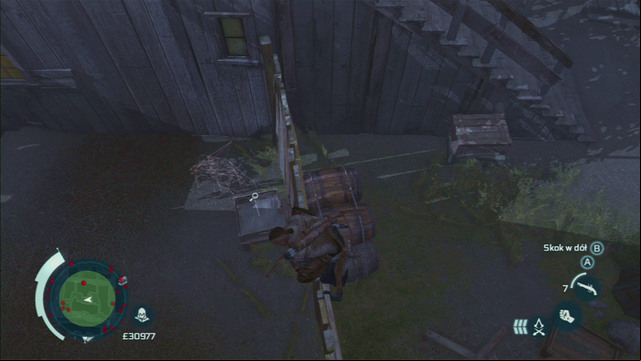 Examine the chest by the fence and afterwards jump through it to pick up the silk - Ellen | Homestead | Assassins Creed III Remastered - Homestead - Assassins Creed III Game Guide & Walkthrough