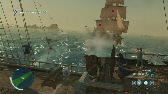 When a circle appear on one of the ships, shoot it with the swivel gun and you will quickly sink the enemy - Blistering Dawn | Privateer Contracts in Assassins Creed III Remastered - Privateer Contracts - Assassins Creed III Game Guide & Walkthrough