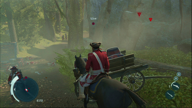 Your additional targets are the gunpowder carts placed nearby the road - Sequence 3 - The Braddock Expedition | Assassins Creed III Walkthrough - Walkthrough - Assassins Creed III Game Guide & Walkthrough