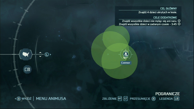 That will cause green circles inside of which the children have hidden to appear on the map - Sequence 4 - Hide and Seek | Assassins Creed III Remastered Walkthrough - Walkthrough - Assassins Creed III Game Guide & Walkthrough