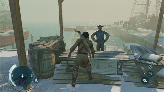 Head out of the building and follow Samuel to the docks - Sequence 5 - Stop the Press | Assassins Creed III Remastered Walkthrough - Walkthrough - Assassins Creed III Game Guide & Walkthrough
