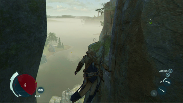 At its end, climb the fallen trunk and reach to the other side of the precipice - Sequence 6 - Hostile Negotiations | Assassins Creed III Remastered Walkthrough - Walkthrough - Assassins Creed III Game Guide & Walkthrough