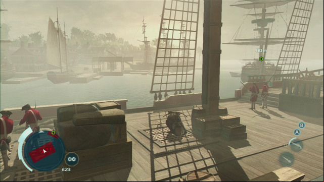 With both enemies eliminated, approach the marked spot and press the hold down the interaction button so that Connor plants the explosive charge - Sequence 7 - Conflict Looms | Assassins Creed III Remastered Walkthrough - Walkthrough - Assassins Creed III Game Guide & Walkthrough