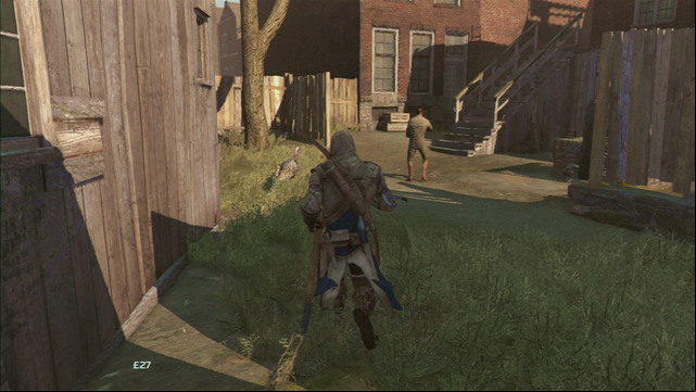 Behind the second wooden stairs you will have to once again run right - Sequence 8 - Something on the Side | Assassins Creed III Remastered Walkthrough - Walkthrough - Assassins Creed III Game Guide & Walkthrough