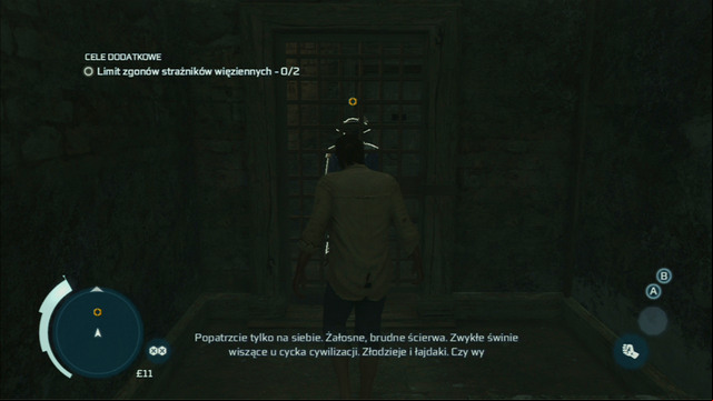 After ending up locked in a cell, steal the key from the guard by the grates and head outside - Sequence 8 - Bridewell Prison | Assassins Creed III Remastered Walkthrough - Walkthrough - Assassins Creed III Game Guide & Walkthrough
