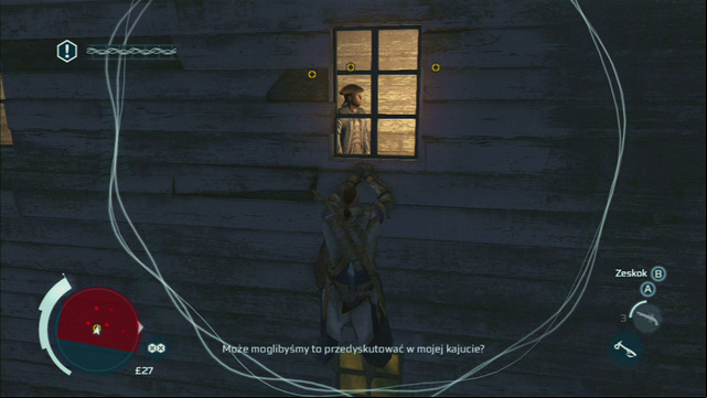 From there you have to reach the nearby window and eavesdrop on the conversation - Sequence 12 - Laid to Rest | Assassins Creed III Remastered Walkthrough - Walkthrough - Assassins Creed III Game Guide & Walkthrough