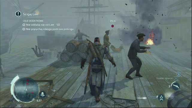 Start off by quickly jumping to the seashore to avoid the first group of guards - Sequence 12 - Chasing Lee | Assassins Creed III Remastered Walkthrough - Walkthrough - Assassins Creed III Game Guide & Walkthrough