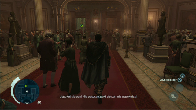 Kill the man with the attack button and afterwards move through the crowd to the opera exit, pointed by the green marker - Sequence 1 - Deadly Performance | Assassins Creed III Remastered Walkthrough - Walkthrough - Assassins Creed III Game Guide & Walkthrough