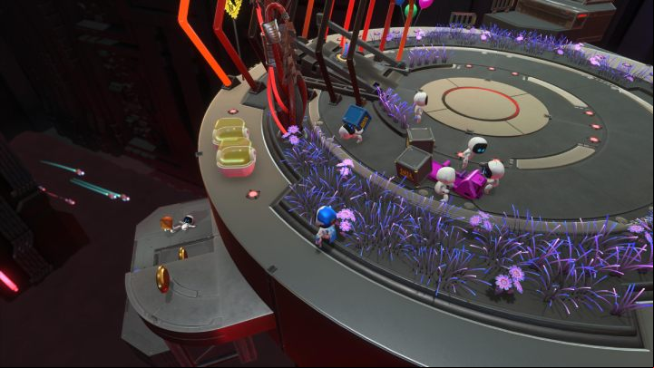 Next to the two yellow containers, you will find a hidden staircase - Astros Playroom: Turbo Trial - walkthrough - SSD Highway - Astros Playroom Guide