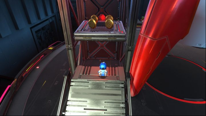 Go back to the top of the platform and climb the stairs next to the rocket - Astros Playroom: Turbo Trial - walkthrough - SSD Highway - Astros Playroom Guide