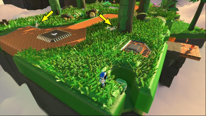 When you start the level, look at the right end of the island - Astros Playroom: Renderforest - walkthrough - GPU Jungle - Astros Playroom Guide