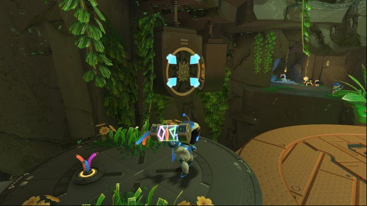 Take the piece from under the cables and turn to the right - Astros Playroom: Renderforest - walkthrough - GPU Jungle - Astros Playroom Guide