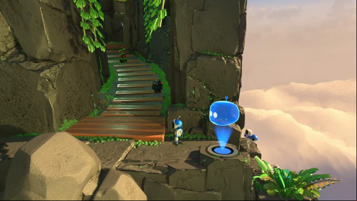 Once you're on the wooden path leading to the cave, a trap will be triggered - Astros Playroom: Renderforest - walkthrough - GPU Jungle - Astros Playroom Guide