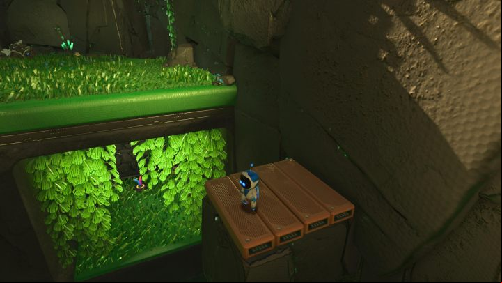 Jump on the wooden platform on the left - Astros Playroom: Renderforest - walkthrough - GPU Jungle - Astros Playroom Guide
