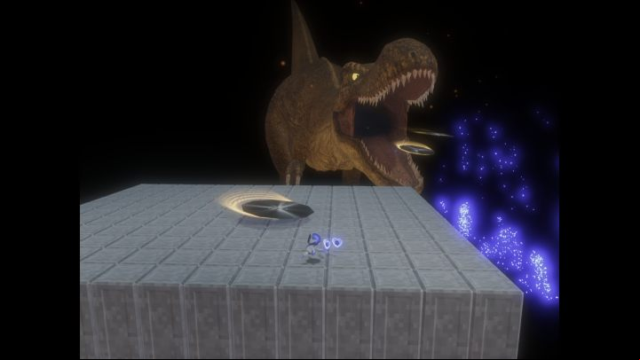 Then the plates will fly in your direction - Astros Playroom: T. Rex - boss, how to defeat? - Bosses - Astros Playroom Guide