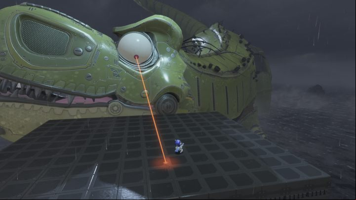 First, the boss will point a laser at you - Astros Playroom: T. Rex - boss, how to defeat? - Bosses - Astros Playroom Guide