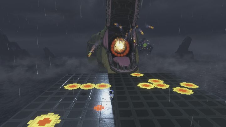 Then again, you'll have to run away from a wave of bullets and blows dealt with a tail - Astros Playroom: T. Rex - boss, how to defeat? - Bosses - Astros Playroom Guide