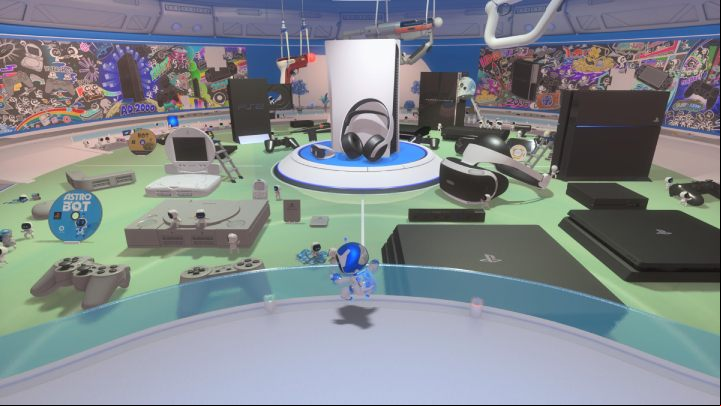 The artefacts in Astro's Playroom are PlayStation equipment that can be found in golden crates as you progress through all levels - Astros Playroom Guide