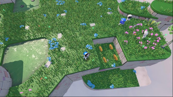 Jump down and land by a group of bots - Astros Playroom: Gusty Gateway - walkthrough - Memory Meadow - Astros Playroom Guide