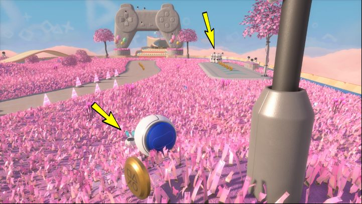 On the right side of the meadow, you will find a tree around which three animals will run - Astros Playroom: Fastlane Fields - walkthrough - Memory Meadow - Astros Playroom Guide
