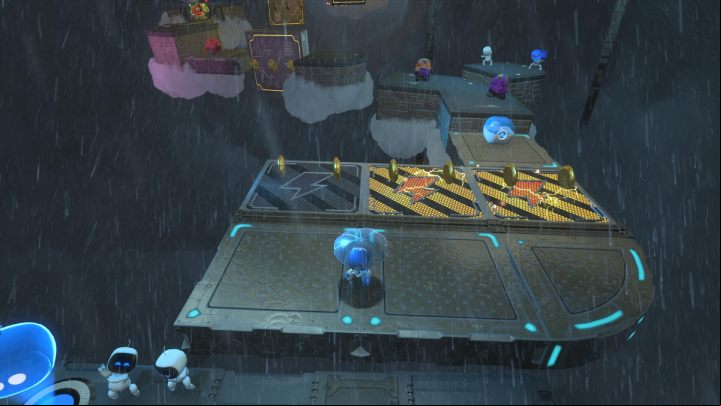 Wait until the platform on the left turns gray - Astros Playroom: Electrocloud - walkthrough - Memory Meadow - Astros Playroom Guide