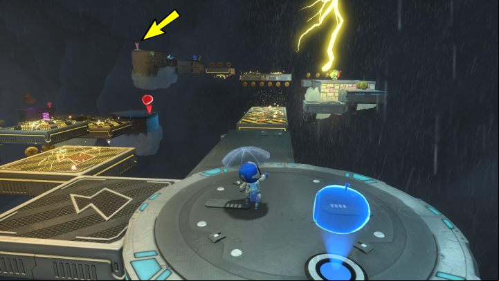 At the checkpoint, go left first until you reach the protruding cables in the floor - Astros Playroom: Electrocloud - walkthrough - Memory Meadow - Astros Playroom Guide