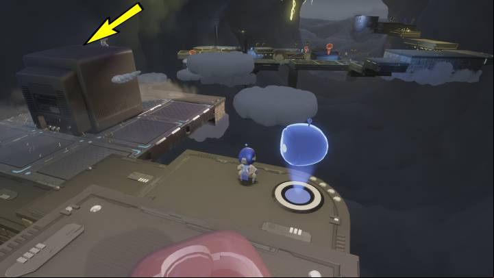 Next to the checkpoint there are two small clouds - Astros Playroom: Electrocloud - walkthrough - Memory Meadow - Astros Playroom Guide