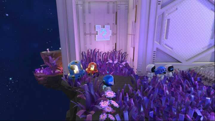 Jump down and grab the third puzzle piece - Astros Playroom: Deep Dataspace - walkthrough - SSD Speedway - Astros Playroom Guide