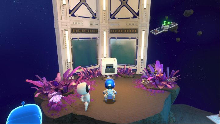 At the next checkpoint, under the cables embedded in the rock, you will find a white chest - Astros Playroom: Deep Dataspace - walkthrough - SSD Speedway - Astros Playroom Guide