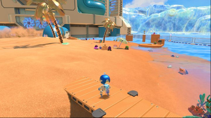 Go back to the island and defeat several enemies near the sand castle on the right side of the island - Astros Playroom: Bot Beach - walkthrough - Cooling Springs - Astros Playroom Guide