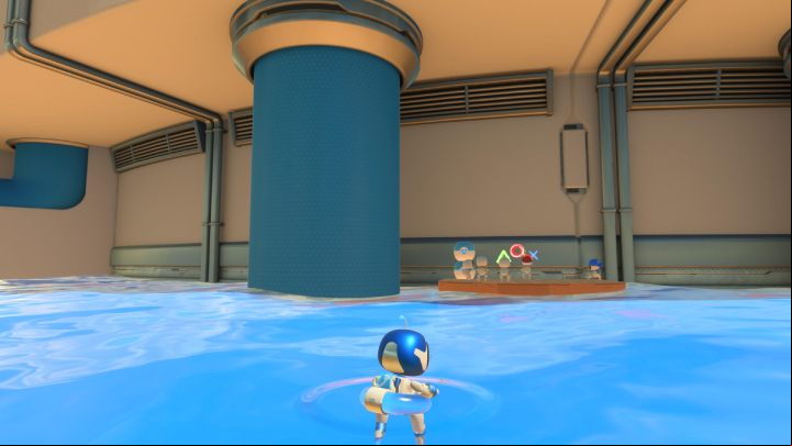 Jump into the water and swim to the coin canisters - Astros Playroom: Bot Beach - walkthrough - Cooling Springs - Astros Playroom Guide