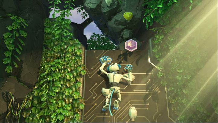 When climbing up, be careful of the pink elements - Astros Playroom: Teraflop Treetops - walkthrough - GPU Jungle - Astros Playroom Guide