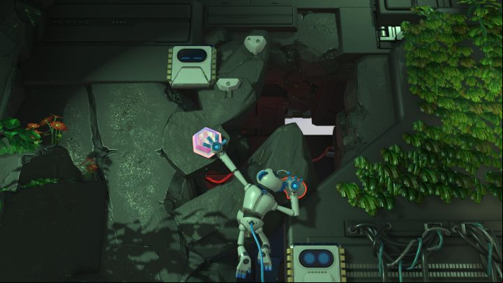 Grab onto the next square that will lead you to the next sticks - Astros Playroom: Teraflop Treetops - walkthrough - GPU Jungle - Astros Playroom Guide