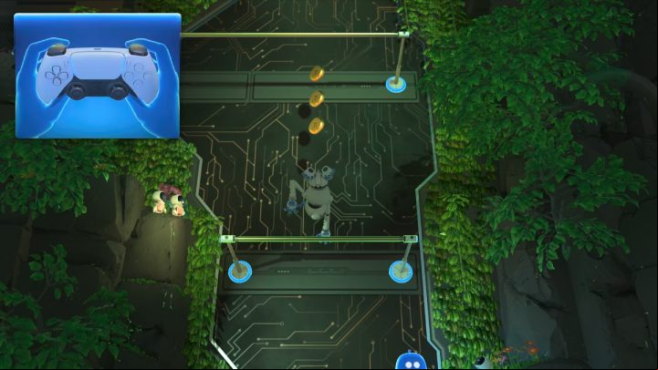 At this stage of the game, Astro will have to climb the handles - Astros Playroom: Teraflop Treetops - walkthrough - GPU Jungle - Astros Playroom Guide