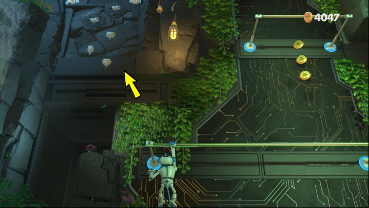 Move the stick to the left and take the 2 - Astros Playroom: Teraflop Treetops - walkthrough - GPU Jungle - Astros Playroom Guide