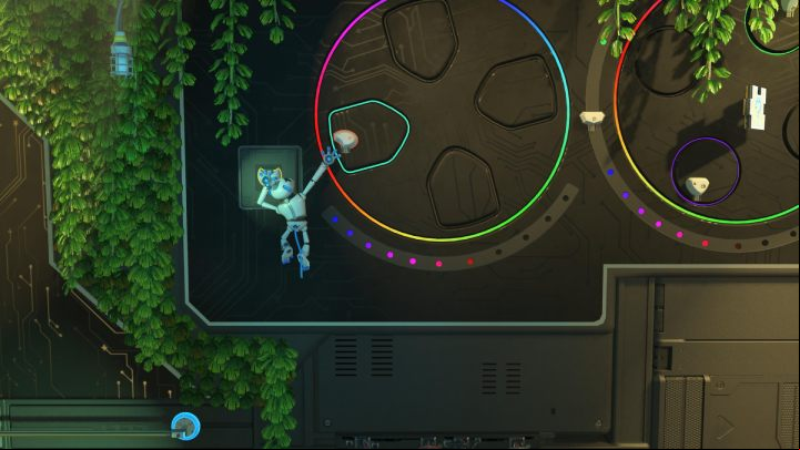 When you grab the white element, the mechanism hidden in the rocks will activate - Astros Playroom: Teraflop Treetops - walkthrough - GPU Jungle - Astros Playroom Guide