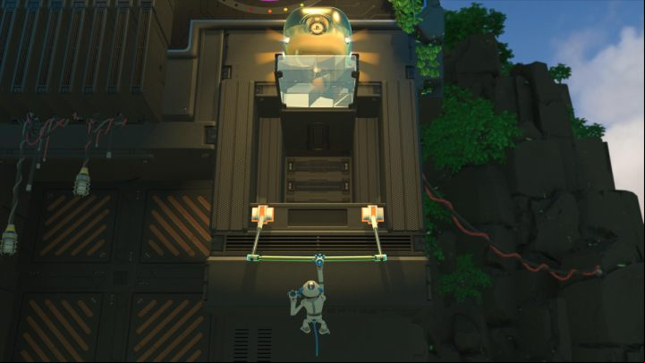 Swing on the bar and jump to the 2 - Astros Playroom: Teraflop Treetops - walkthrough - GPU Jungle - Astros Playroom Guide