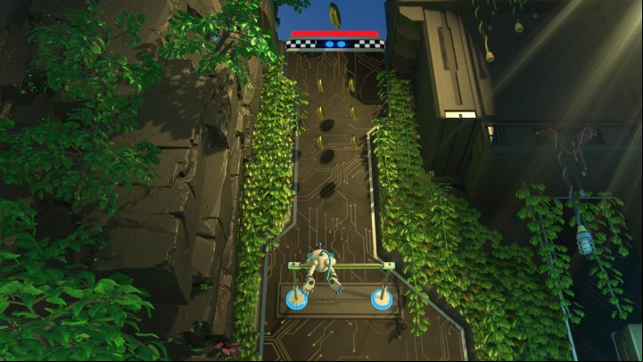Follow the bars up to complete this level - Astros Playroom: Teraflop Treetops - walkthrough - GPU Jungle - Astros Playroom Guide