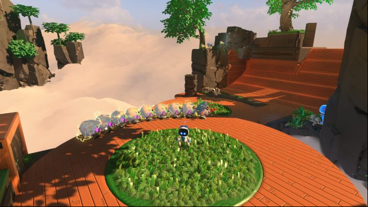 Jump on the next platform, watching out for marching enemies - Astros Playroom: Raytrace Ruins - walkthrough - GPU Jungle - Astros Playroom Guide