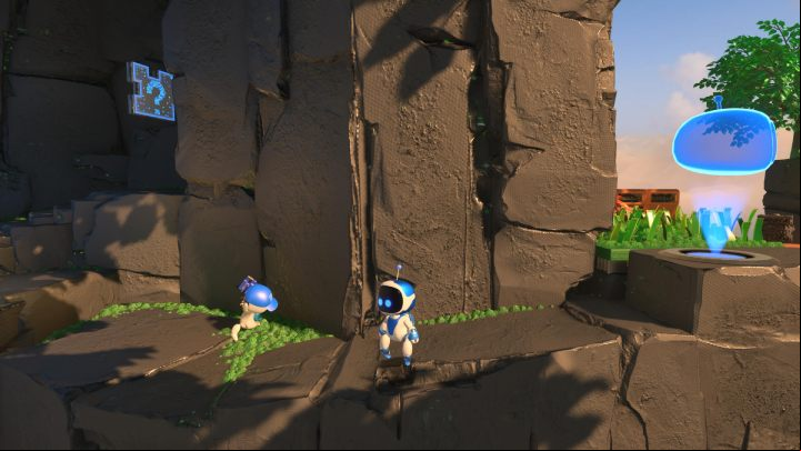 Jump from the platform to the checkpoint and look into the hidden cave on the left - Astros Playroom: Raytrace Ruins - walkthrough - GPU Jungle - Astros Playroom Guide
