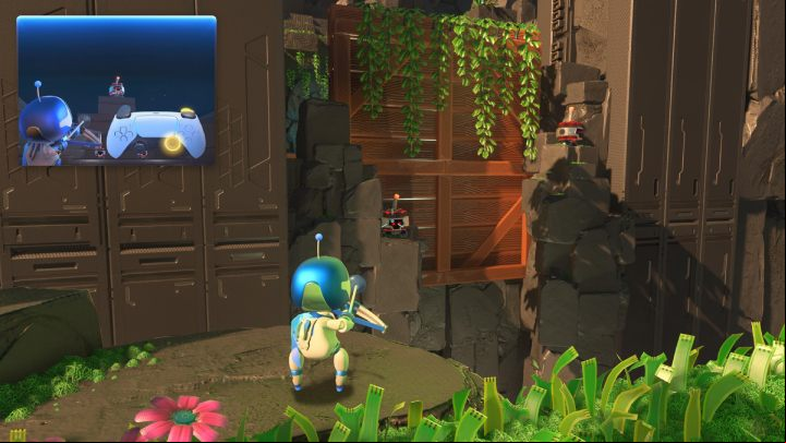 You'll see a wooden bridge in front of you - Astros Playroom: Raytrace Ruins - walkthrough - GPU Jungle - Astros Playroom Guide