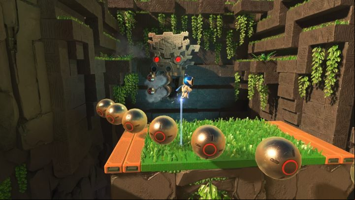 The dragon will shoot cannonballs at you - Astros Playroom: Raytrace Ruins - walkthrough - GPU Jungle - Astros Playroom Guide